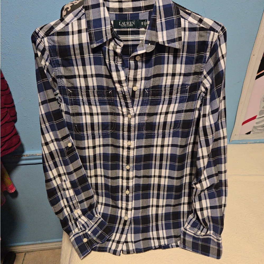 Lauren Ralph Lauren Blue and White Checkered Shirt
